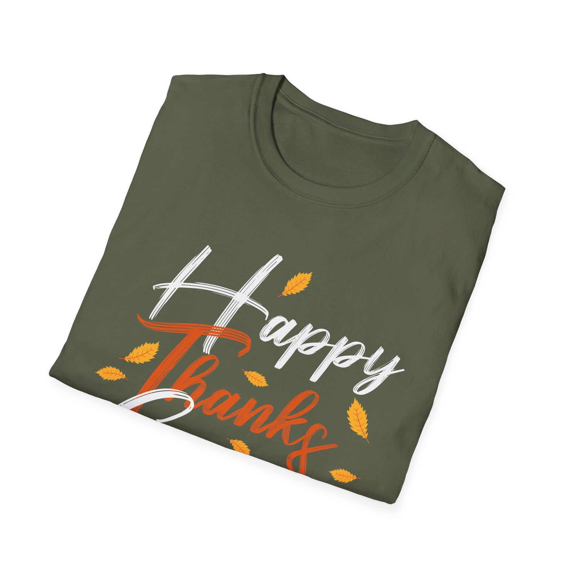 Thanksgiving T-Shirt — "Happy Thanks Giving" Fall Leaves & Pie Holiday Tee
