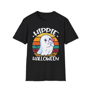 Hippie Halloween T-Shirt – Cute Ghost Retro Sunset Graphic