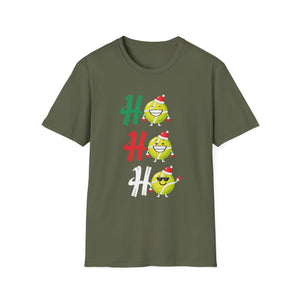Christmas Tennis 'Ho Ho Ho' T-Shirt — Festive Tennis Ball Holiday Tee