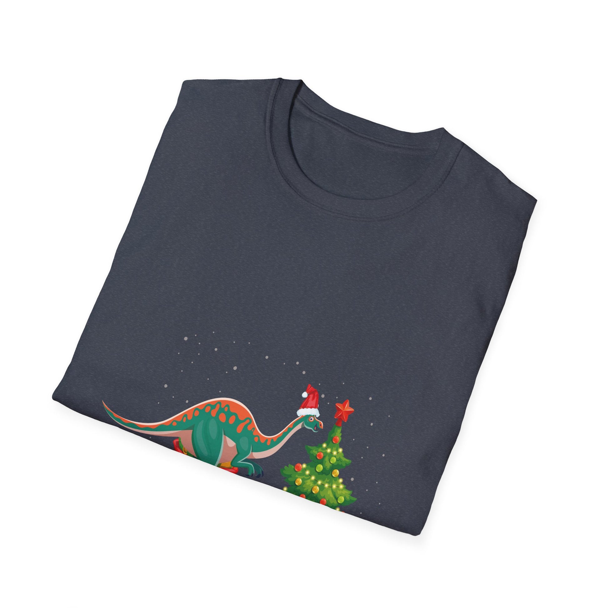 Christmas Brachiosaurus Dinosaur eating a Christmas Tree Unisex T-Shirt