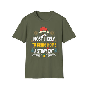 Most Likely To Bring Home A Stray Cat Matching Christmas T-Shirt