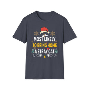 Most Likely To Bring Home A Stray Cat Matching Christmas T-Shirt