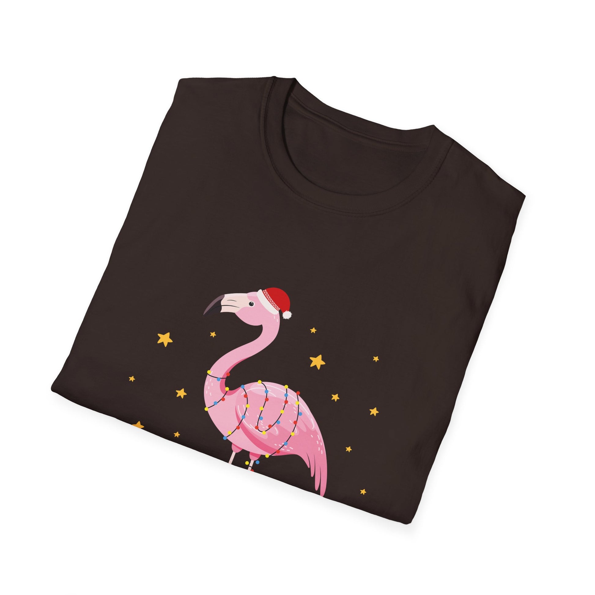 Christmas Flamingo T-Shirt — Festive Pink Flamingo with Santa Hat