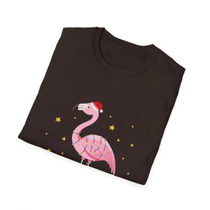 Christmas Flamingo T-Shirt — Festive Pink Flamingo with Santa Hat