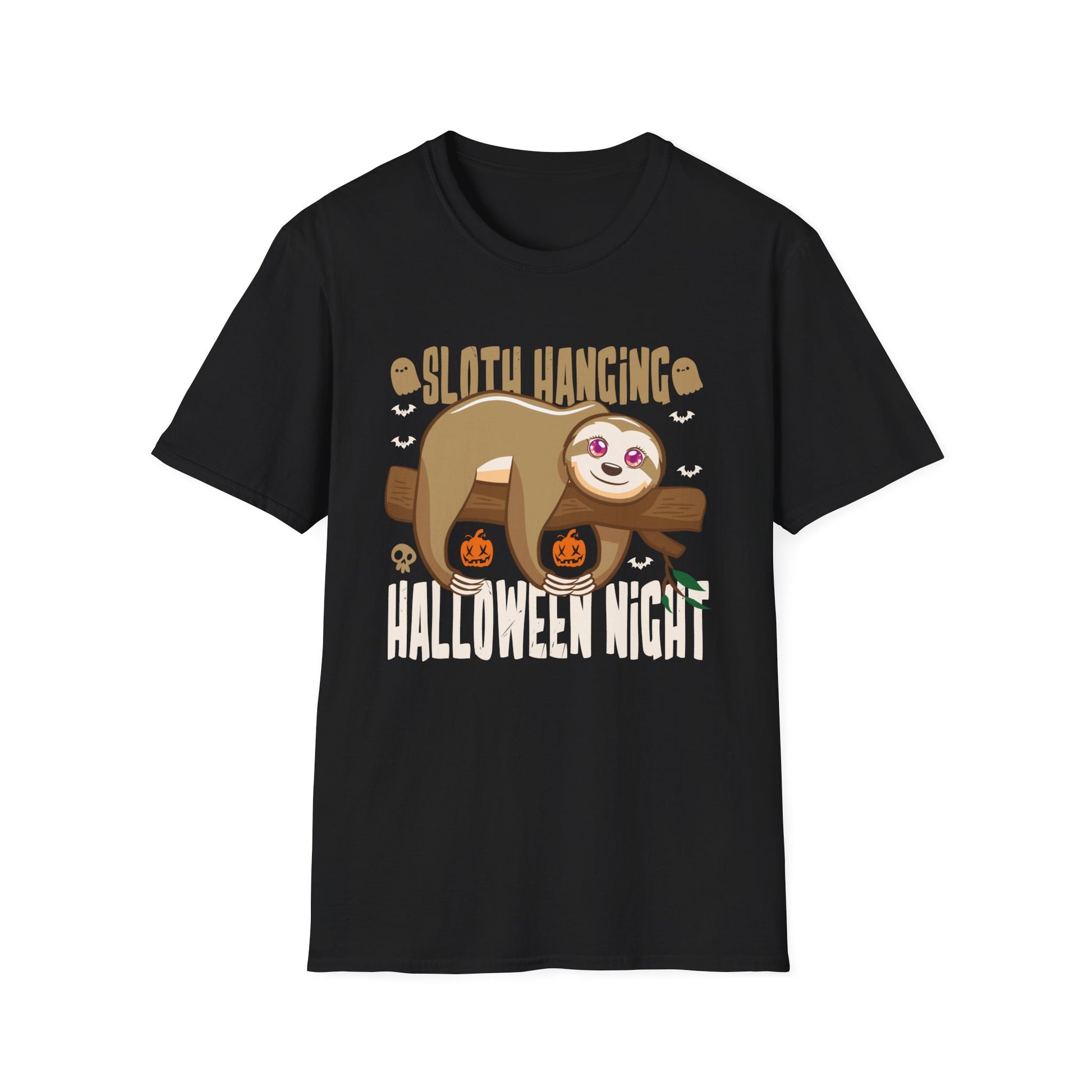Halloween Sloth T-Shirt - "Sloth Hanging Halloween Night" Cute Pumpkin Costume Tee
