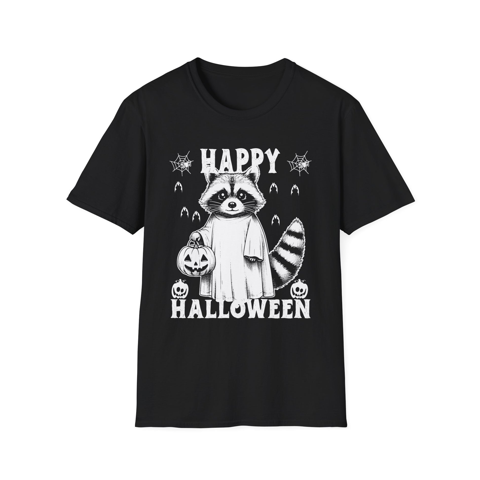 Happy Halloween Raccoon T-Shirt — Cute Ghost Costume Pumpkin Tee