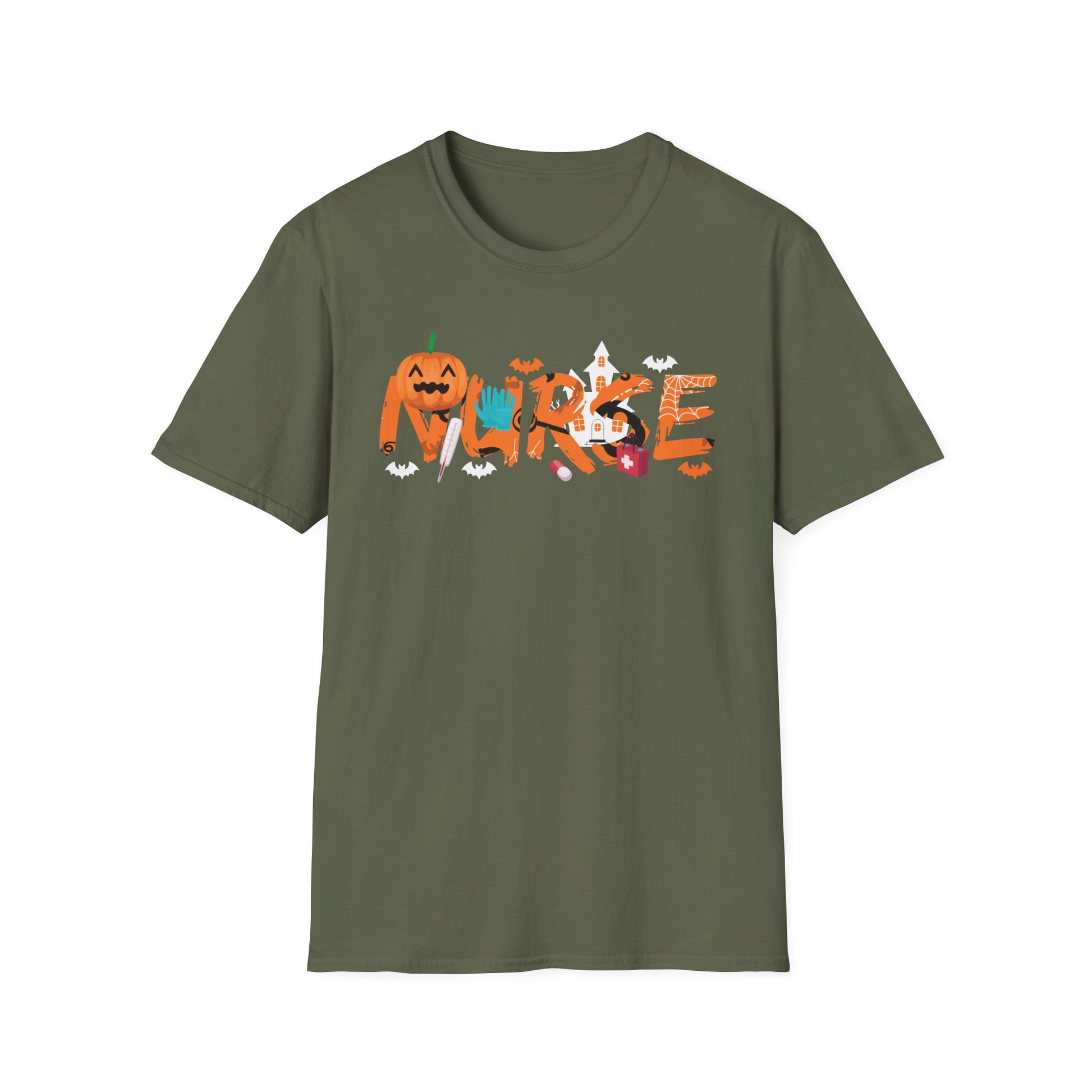 Nurse Halloween T-Shirt – Spooky Candy, Pumpkins & Ghosts Design