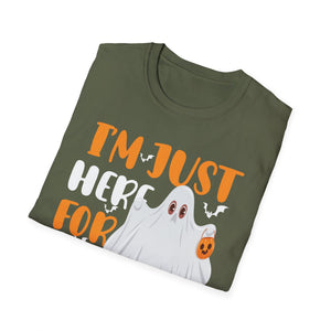 Funny Halloween Costume I'm Just Here for The Boos T-Shirt Unisex Softstyle T-Shirt