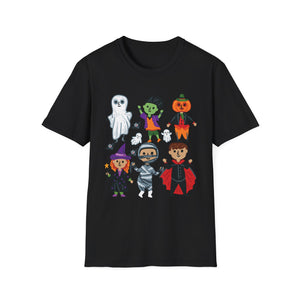 Kids Halloween Costume Characters T-Shirt — Cute Ghost, Witch, Vampire, Mummy & Pumpkin Design