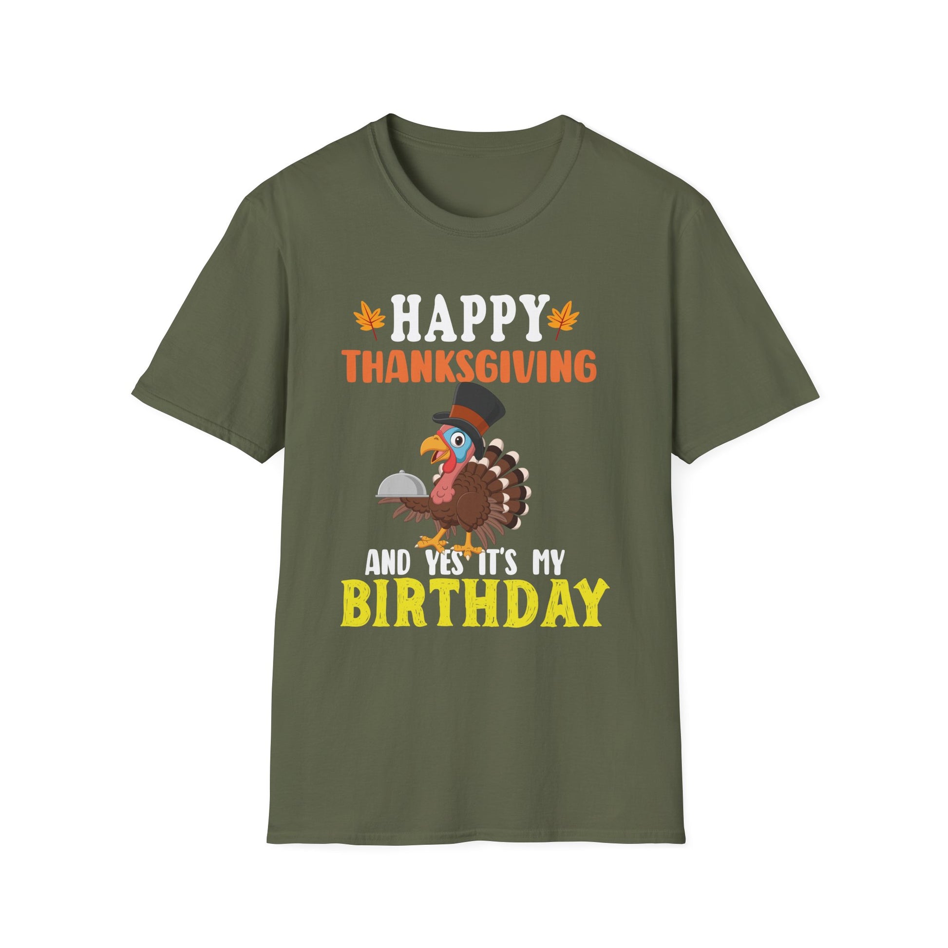 Thanksgiving Birthday T-Shirt — "Happy Thanksgiving and Yes It's My Birthday" Turkey Tee