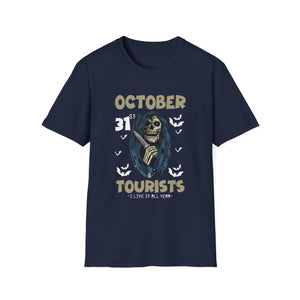 Halloween 'October Tourists' T-Shirt – Skull & Bats October 31 Graphic Tee