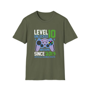 Level 10 Unlocked Since 2015 Gamer T-Shirt — Birthday Gift for 10-Year-Old Kids