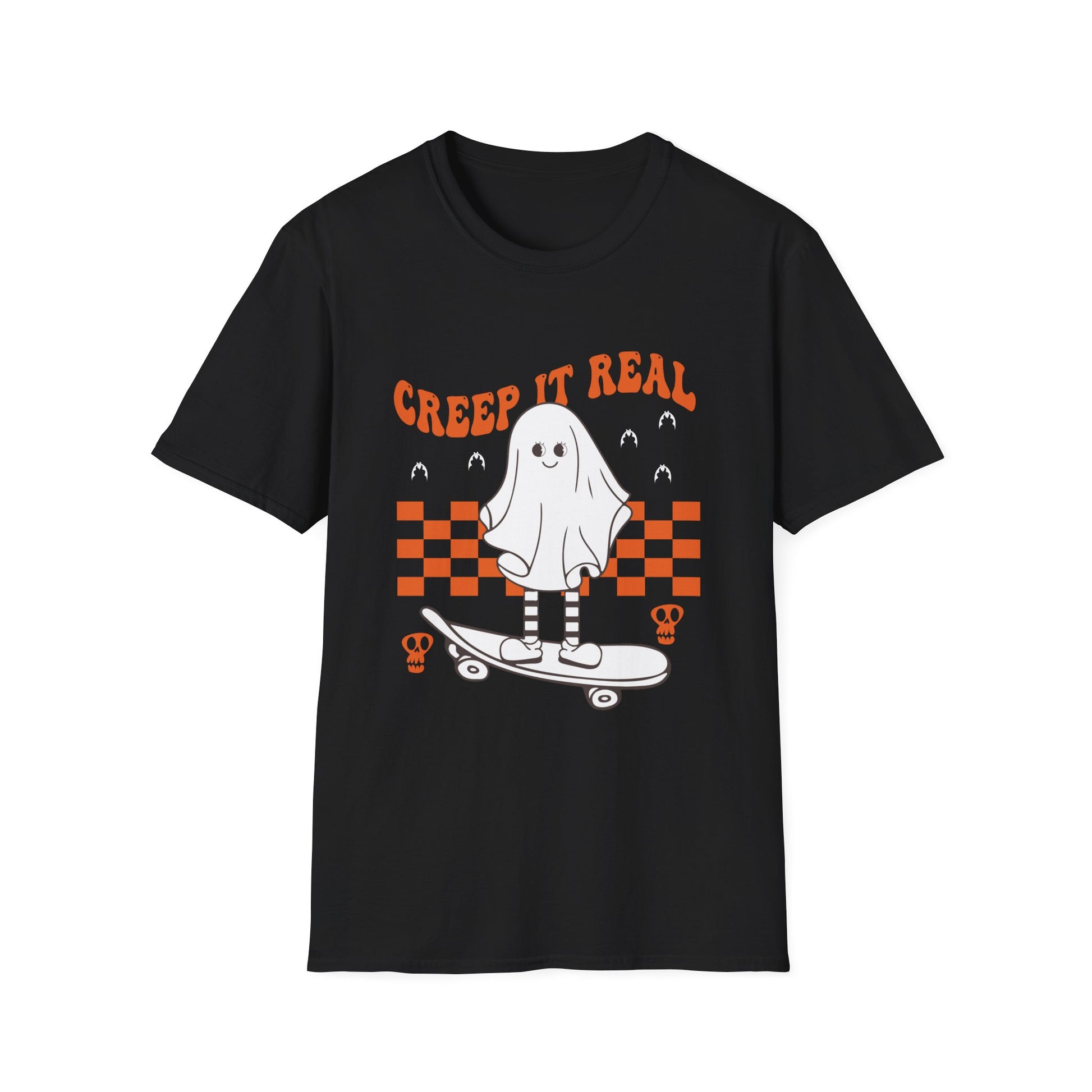 Creep It Real Ghost Skateboard T-Shirt — Halloween Skate Tee
