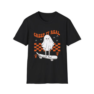 Creep It Real Ghost Skateboard T-Shirt — Halloween Skate Tee