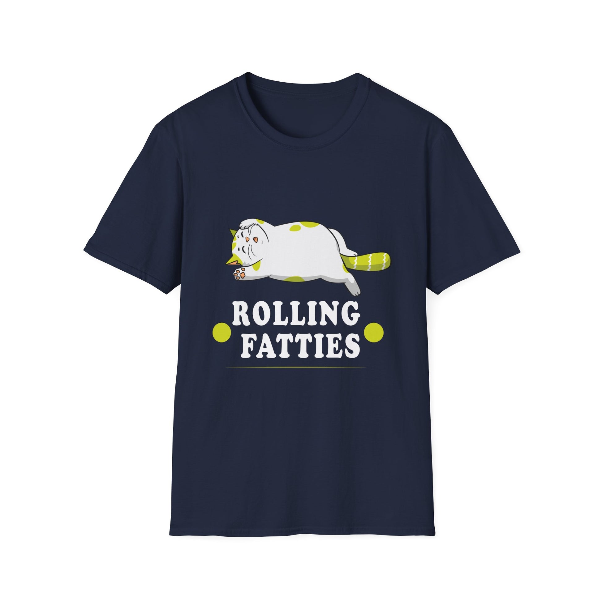 Cat T-Shirt — "Rolling Fatties" Funny Lazy Cat Graphic Tee