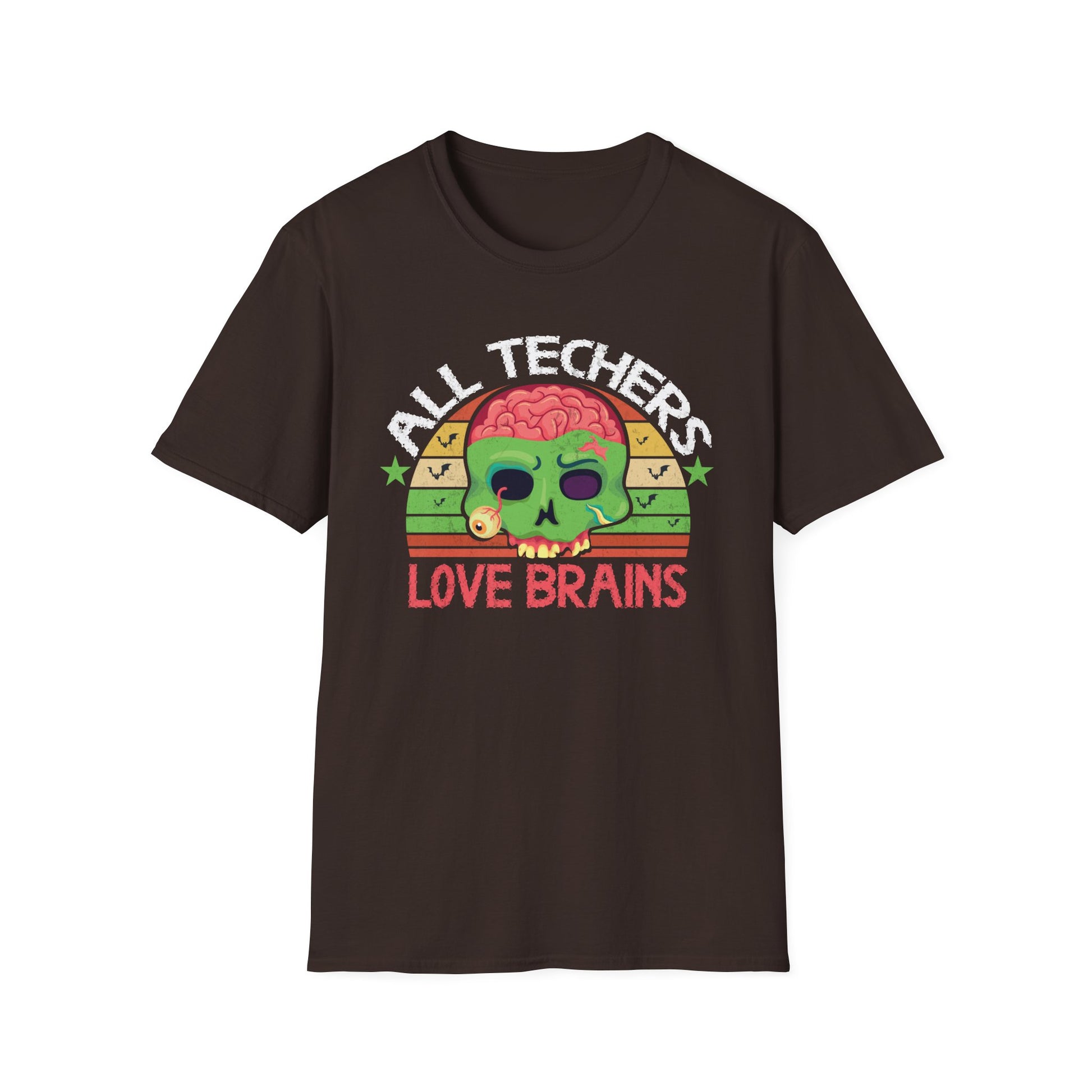 Teacher T-Shirt — "All Teachers Love Brains" Retro Zombie Education Tee