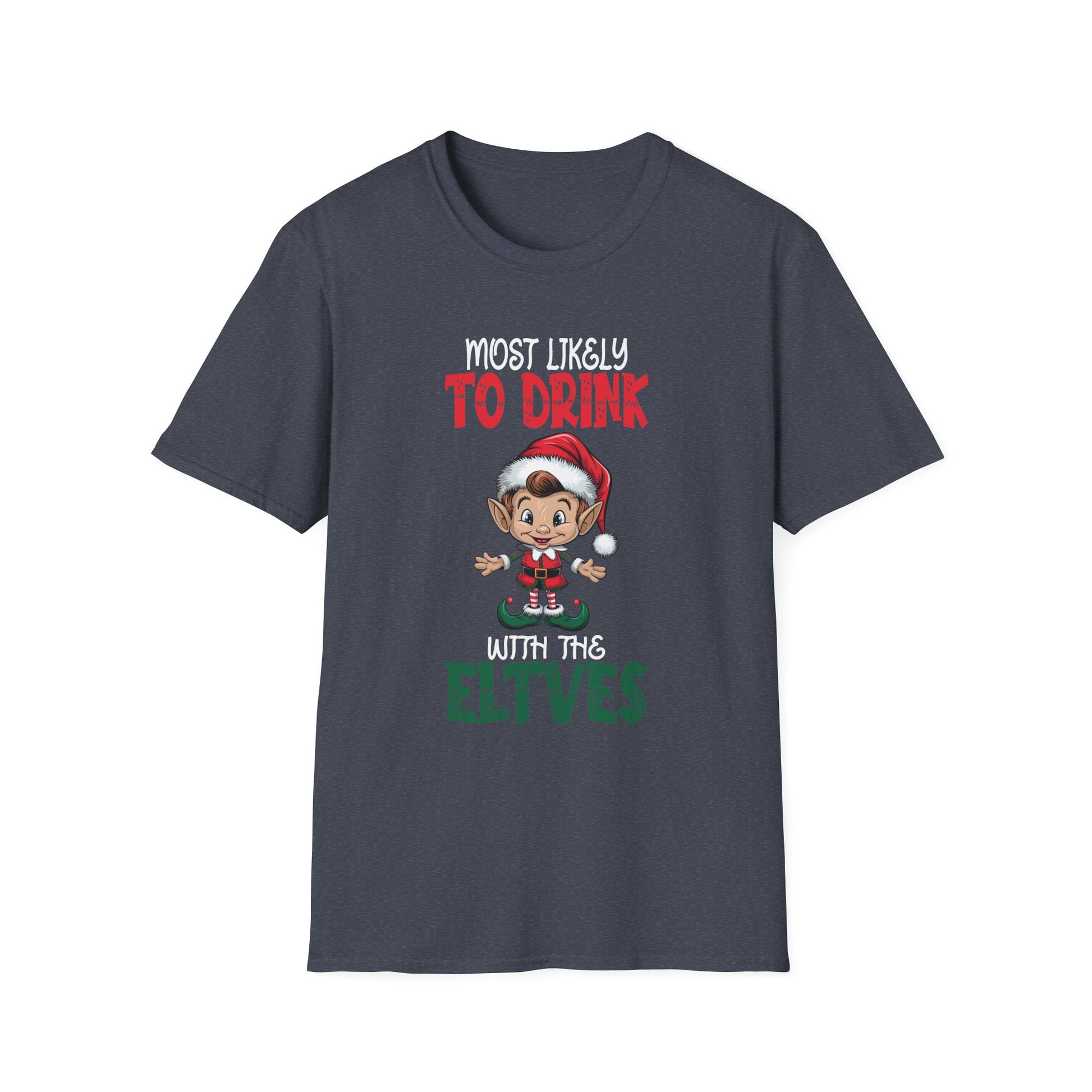 Most Likely to Drink With The Elves Elf Drinking Christmas Unisex T-Shirt
