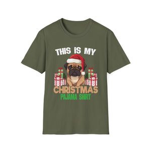Christmas Pajama T‑Shirt — Cute Pug in Santa Hat Holiday Tee
