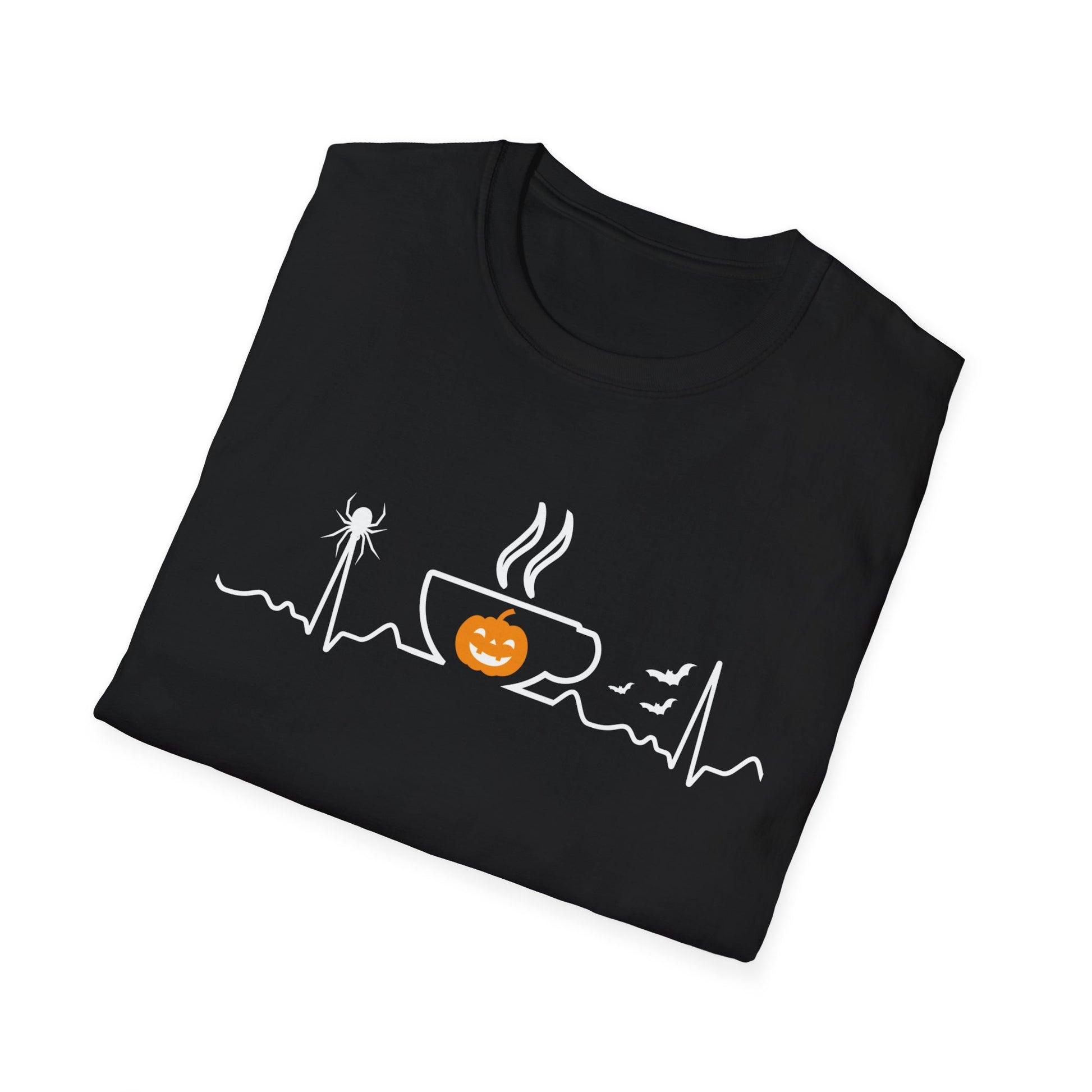Halloween Coffee tee Heartbeat Halloween Coffee Lover Tee Unisex Softstyle T-Shirt