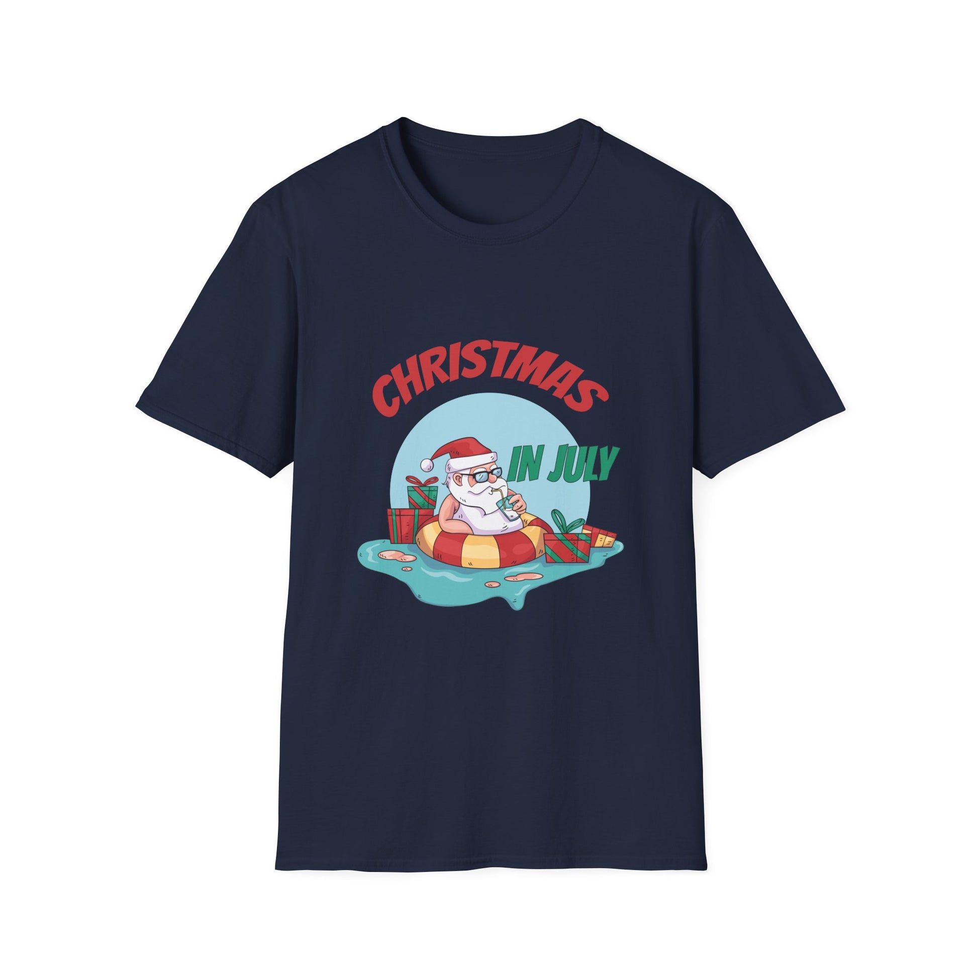 Christmas in July T-Shirt — Santa on Float Beach Summer Holiday Tee