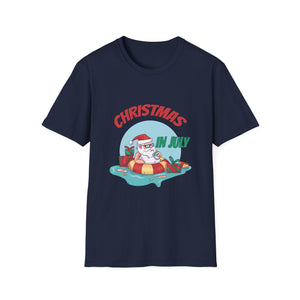 Christmas in July T-Shirt — Santa on Float Beach Summer Holiday Tee