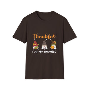 Thankful For My Gnomies T-Shirt — Thanksgiving Gnome Graphic Tee  Unisex T-Shirt