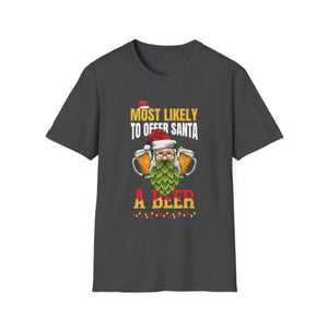Most Likely To Offer Santa A Beer Funny Drinking Christmas T-Shirt