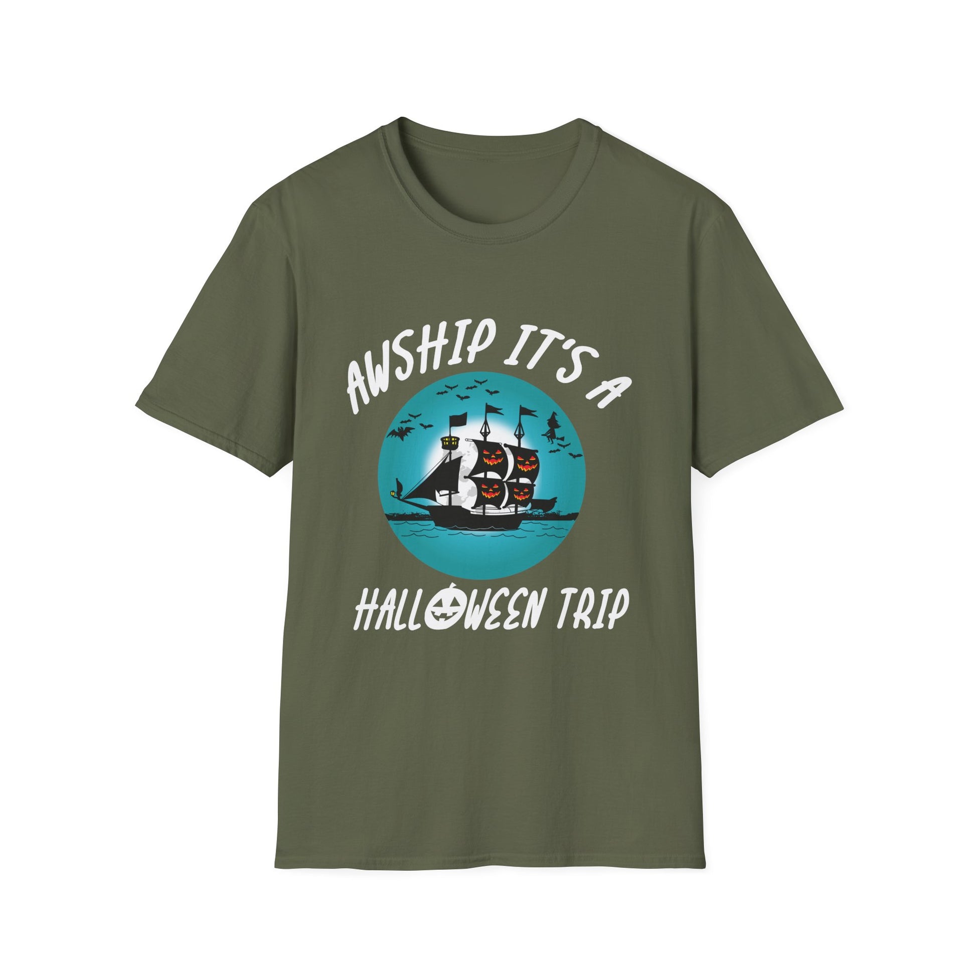 Halloween Pirate Ship Tee — "Awship It's a Halloween Trip" Graphic T-Shirt