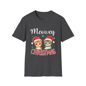 Meowey Christmas T-Shirt — Cute Cat Santa Holiday Tee