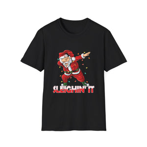 Sleighin It Dabbing Santa With Christmas Lights Christmas Unisex Softstyle T-Shirt