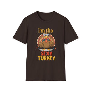 Family Matching Thanksgiving Outfits _ Gifts Sexy Turkey Thanksgiving T-Shirt_ Unisex-Adults_ Black_ Small_ Short Sleeve  Unisex T-Shirt