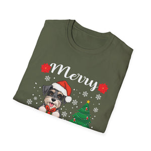 Miniature Schnauzer Merry Woofmas Christmas Dog Gift Unisex Softstyle T-Shirt