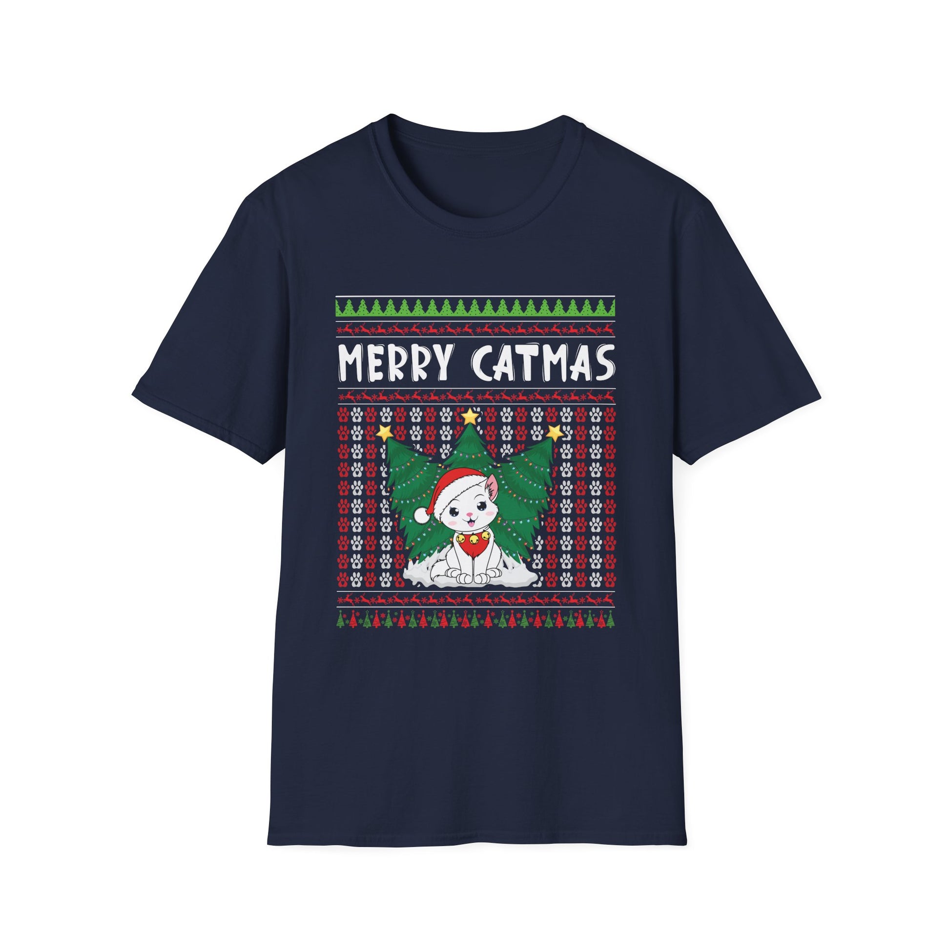 Merry Catmas T-Shirt — Cute Christmas Cat Ugly Sweater Tee