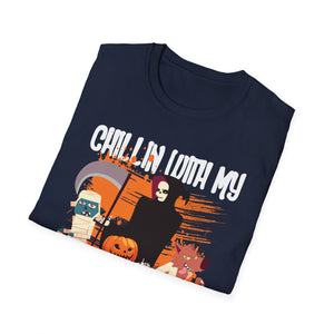 Chilling With My Creeps Halloween- Dancing Ghost Halloween Tee Unisex Softstyle T-Shirt
