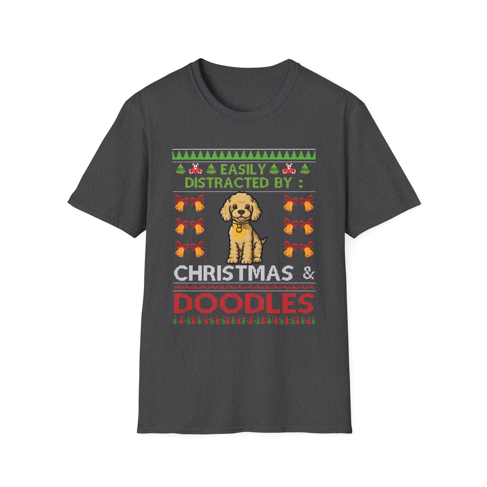 Christmas Doodles T‑Shirt — "Easily Distracted by Christmas & Doodles" Holiday Tee