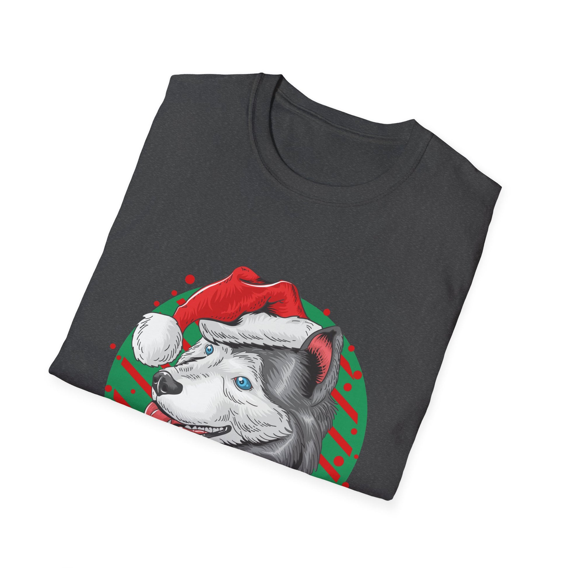 Husky Christmas T-Shirt — Festive Santa Hat Dog Holiday Tee
