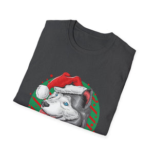 Husky Christmas T-Shirt — Festive Santa Hat Dog Holiday Tee