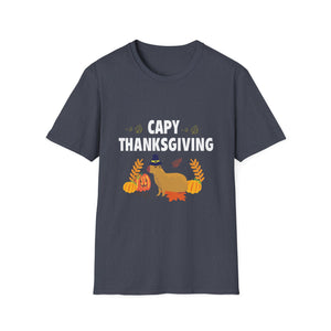 Capy Thanksgiving Cute Capybara Thanksgiving Shirt with Pumpkins & Leaves  Unisex T-Shirt
