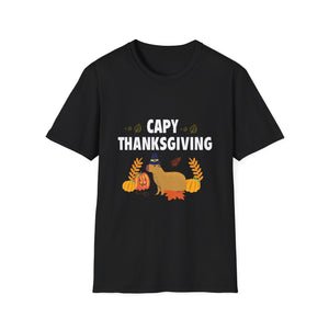Capy Thanksgiving Cute Capybara Thanksgiving Shirt with Pumpkins & Leaves  Unisex T-Shirt