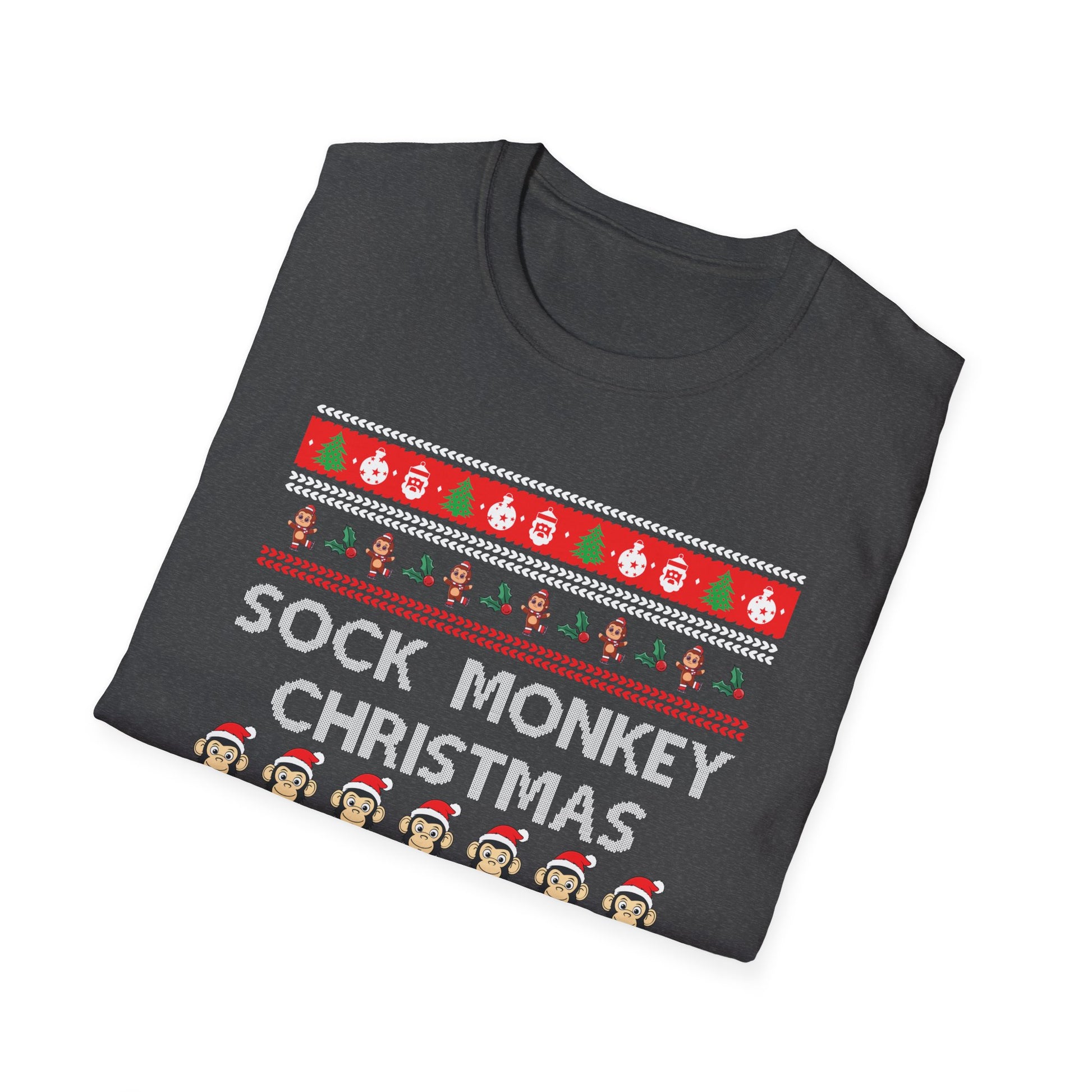 Sock Monkey Christmas Ugly Christmas Sweater Unisex Softstyle T-Shirt