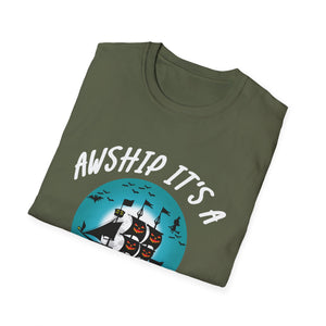 Halloween Pirate Ship T-Shirt — “Awship It’s a Halloween Trip” Graphic Tee