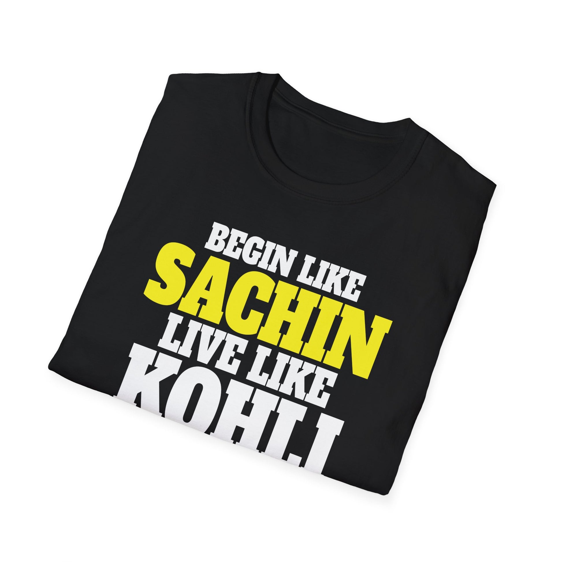Cricket Legends T-Shirt — "Begin Like Sachin, Live Like Kohli, Finish Like Dhoni"