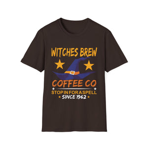 Witches Brew Coffee Co. T-Shirt – Halloween Witch Hat Graphic Tee