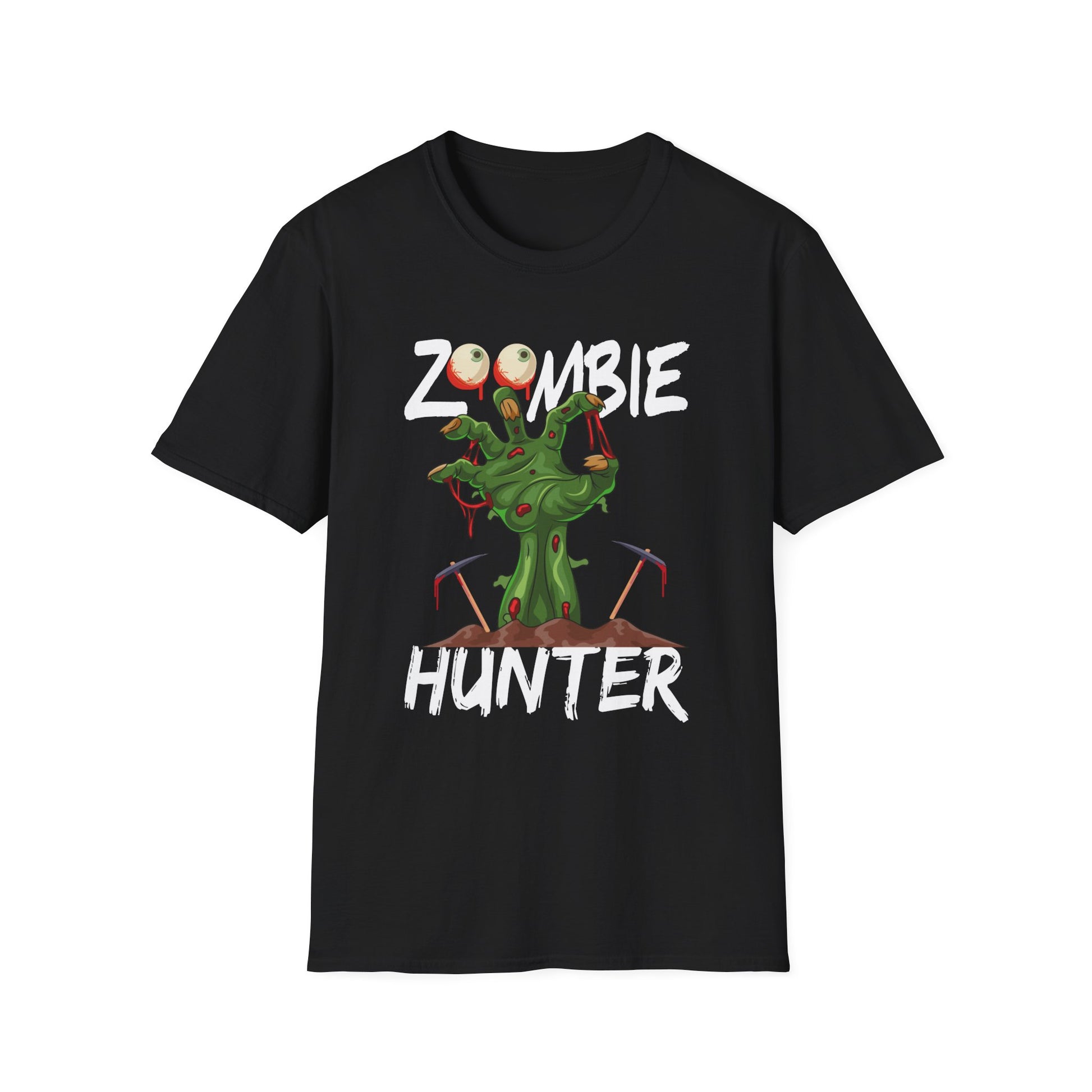 Zombie Hunter T-Shirt – Funny Halloween Graphic Tee with Cartoon Zombie