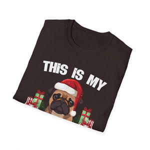 Christmas Pajama T‑Shirt — Cute Pug in Santa Hat Holiday Tee