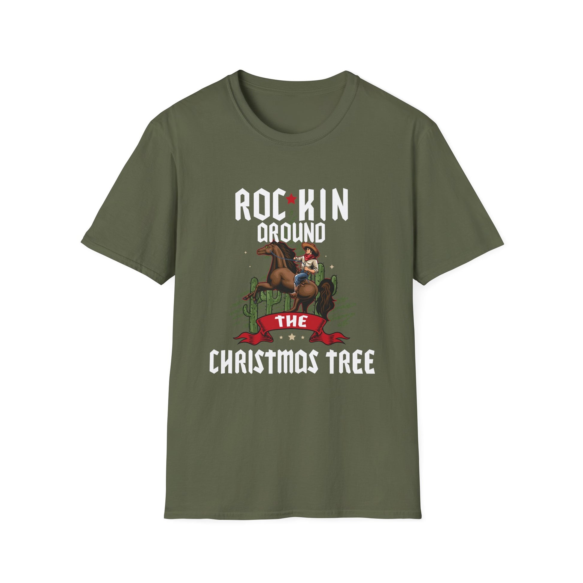 Rocking Around The Christmas Tree Cowboy Christmas Western Unisex T-Shirt