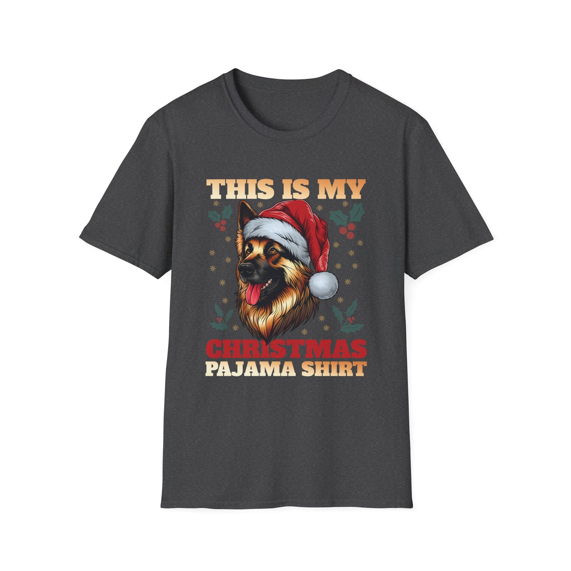 Christmas Pajama Shirt T‑Shirt – German Shepherd in Santa Hat (This Is My Christmas Pajama Shirt)