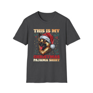 Christmas Pajama Shirt T‑Shirt – German Shepherd in Santa Hat (This Is My Christmas Pajama Shirt)