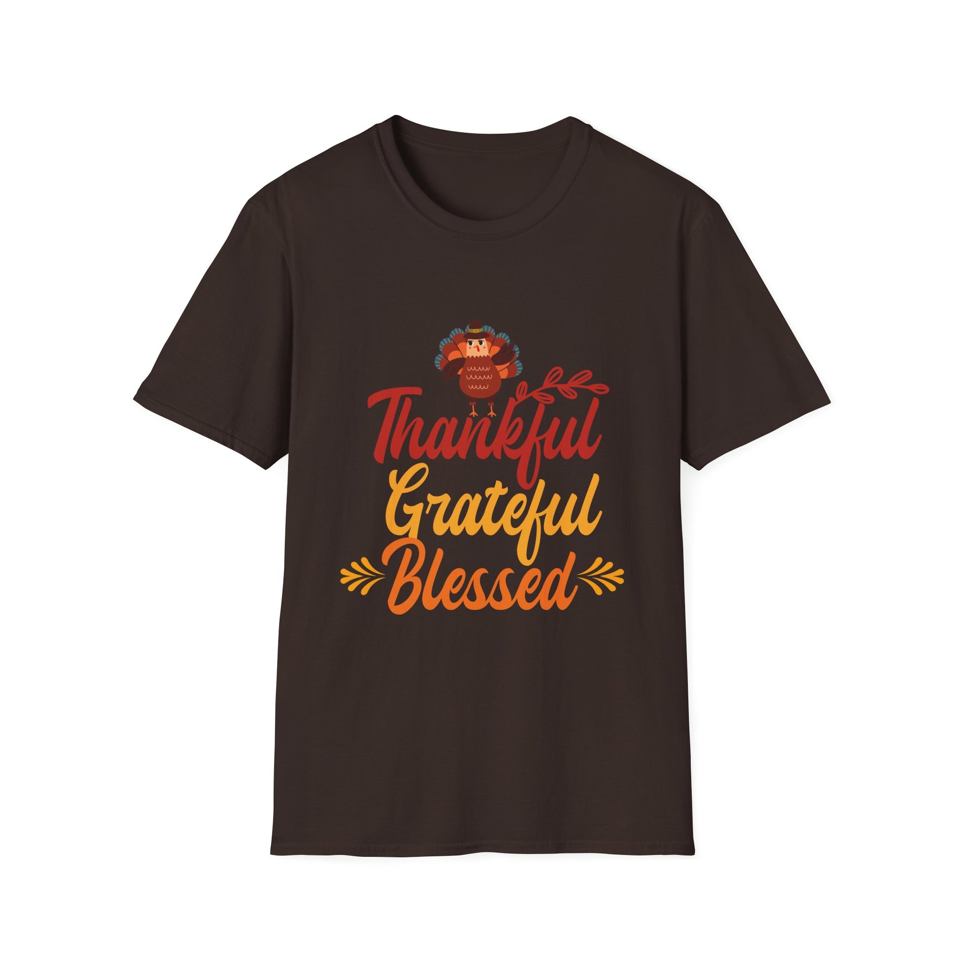 Thankful Grateful Blessed T-Shirt — Thanksgiving Fall Turkey Tee