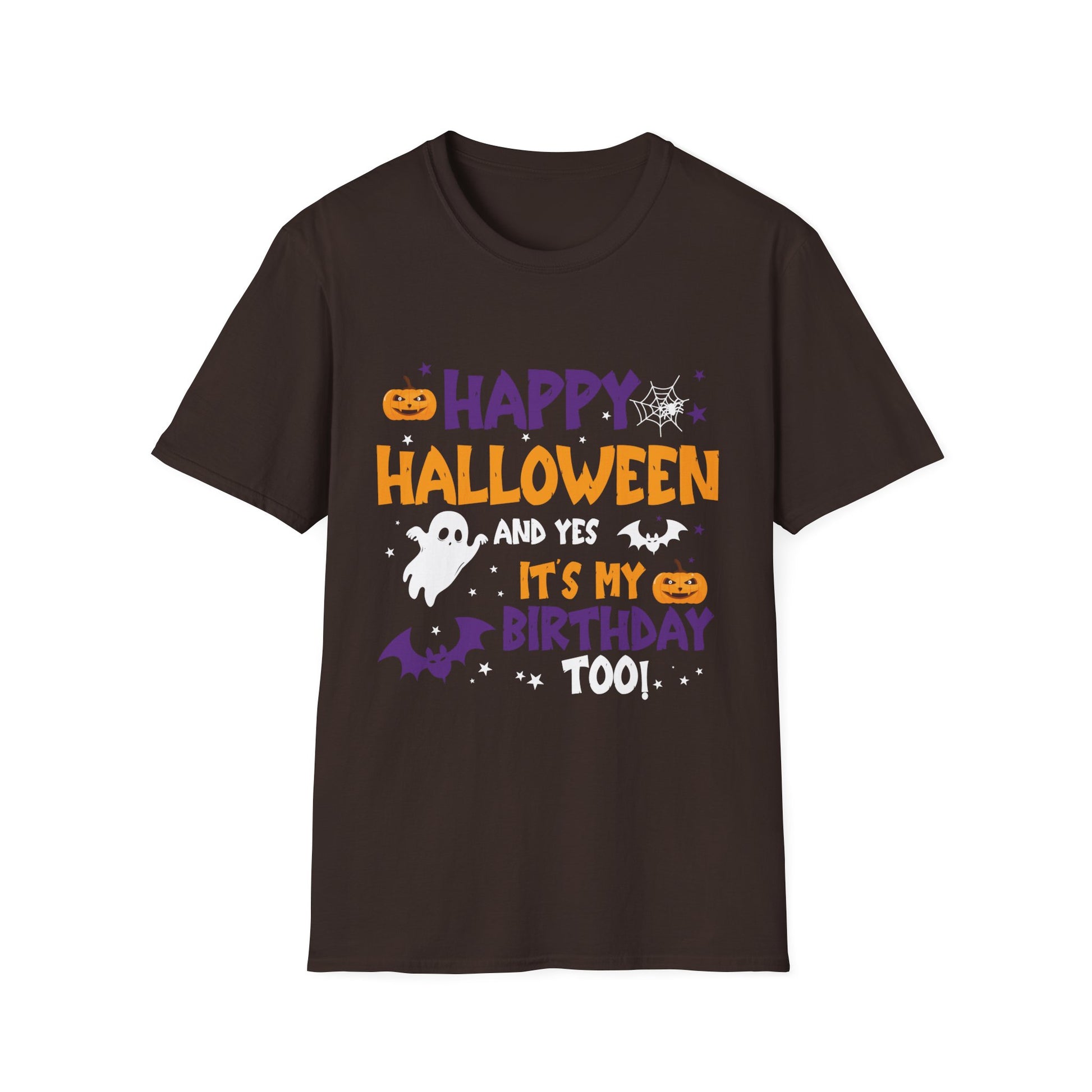 Happy Halloween - Witch Hat _ Spider - Boo - Funny Halloween Tee Unisex Softstyle T-Shirt